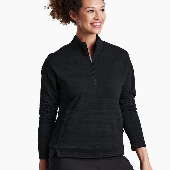 Kuhl Accel 1/2 Zip Pullover Black Large Fleece Lined Kangaroo Pocket - Picture 1 of 10